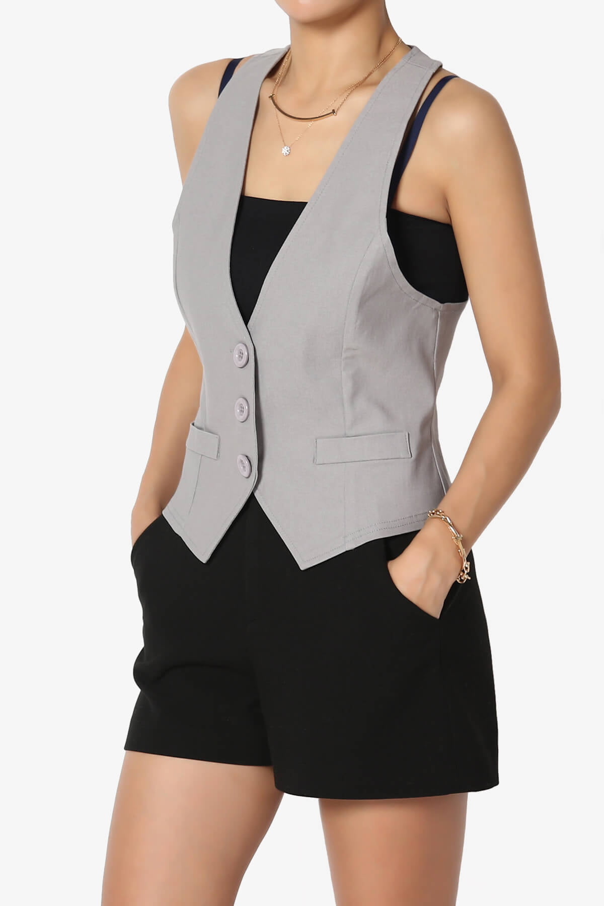 TheMogan Women's S~3X Semi-Formal Versatile Classic Woven Vest Uniform  Waistcoat