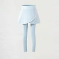 thumbnail image 4 of Girls School Uniform Pants Leggings with Skirts Stretchy Ruffle Tutu Pant Light Blue 7-8 Years, 4 of 5