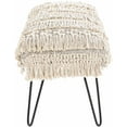 thumbnail image 4 of Hauteloom Tugbong Entrway Bench, Bedroom Bench - Cotton - Cream, White, Off White - Tassel - 18" x 32" x 16", 4 of 10