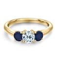 thumbnail image 3 of Gem Stone King 10K Yellow Gold Sky Blue Topaz and Blue Sapphire Engagement Ring for Women | 1.40 Cttw | Round 5MM | Gemstone November Birthstone | Size 6, 3 of 6