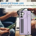 thumbnail image 4 of Allytech Slim Case for Samsung Galaxy S23 FE with Portable Wristband & Card Slots, Premium PU Leather Kickstand Shockproof Drop Protection Anti-Scratch Case for Women Men - Purple, 4 of 6