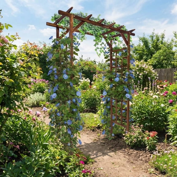Natural Cedar Flat Top Garden Trellis, 160*21*216cm, Weatherproof & Stable for Outdoor Decor & Climbing Plants, Oka   Black