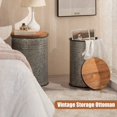 thumbnail image 6 of ZXNYH Farmhouse End Tables Set of 2, Galvanized Metal Decor Side Table with Wood Lid, Coffee Table Storage Stool for Living Room (White), 6 of 7
