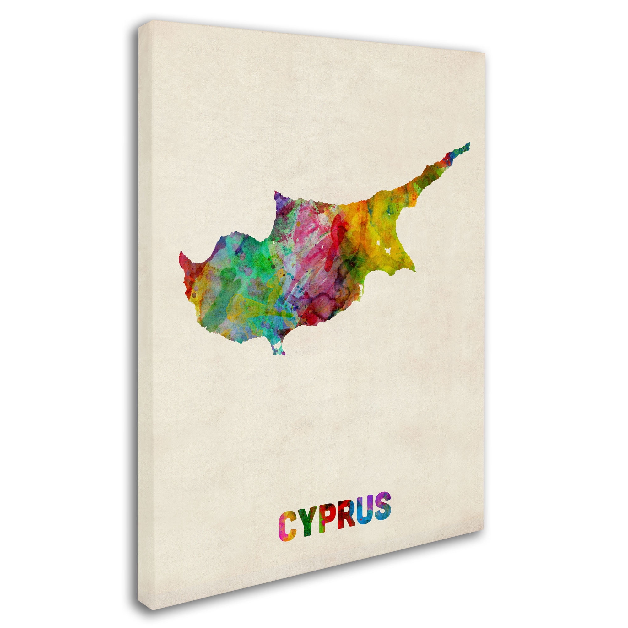 Trademark Fine Art "Cyprus Watercolor Map" Canvas Art by Michael Tompsett