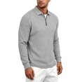thumbnail image 5 of LYSMORA Men's Cable Textured Lapel Quarter Zip Long Sleeve Polo Shirt, Loose Fit Casual Business Athletic Tops, 5 of 8