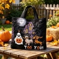 thumbnail image 3 of Resuable Eco Shopping Bag,Halloween Pumpkin Ghost 2D Embroidery Pattern Carry on Bag,Halloween Tote Gift Bags, 3 of 3