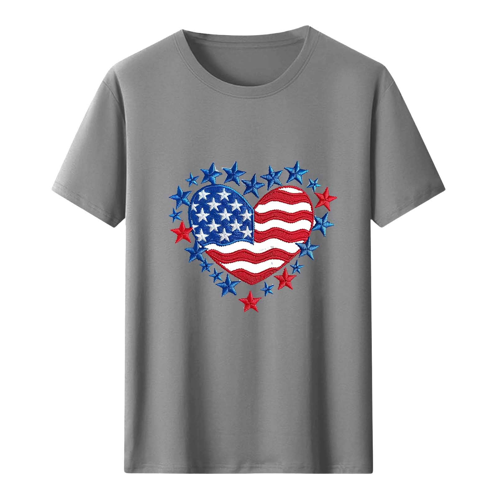 Mens Summer V-Neck T-Shirt 4Th Of July Shirts Men:Usa