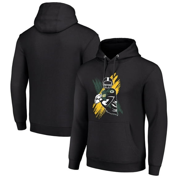 Men's Starter Black Green Bay Packers Player X Fleece Pullover Hoodie