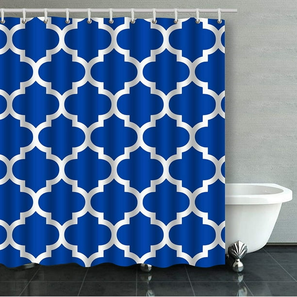 Libin Moroccan Quatrefoil Cobalt Blue, Cobalt Blue Shower Curtains