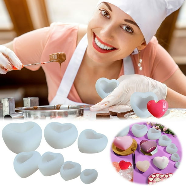 Molde de vela para tarta de chocolate de silicona en forma de corazón | Máquina de postres antiadherentes | San Valentín, Boda, Acción de Gracias | Herramienta de repostado de liberación fácil