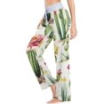 thumbnail image 3 of Women's Cactus Flowers Pajama Pants, Casual Pajama Bottoms Lounge Pants Wide Leg, 3 of 7