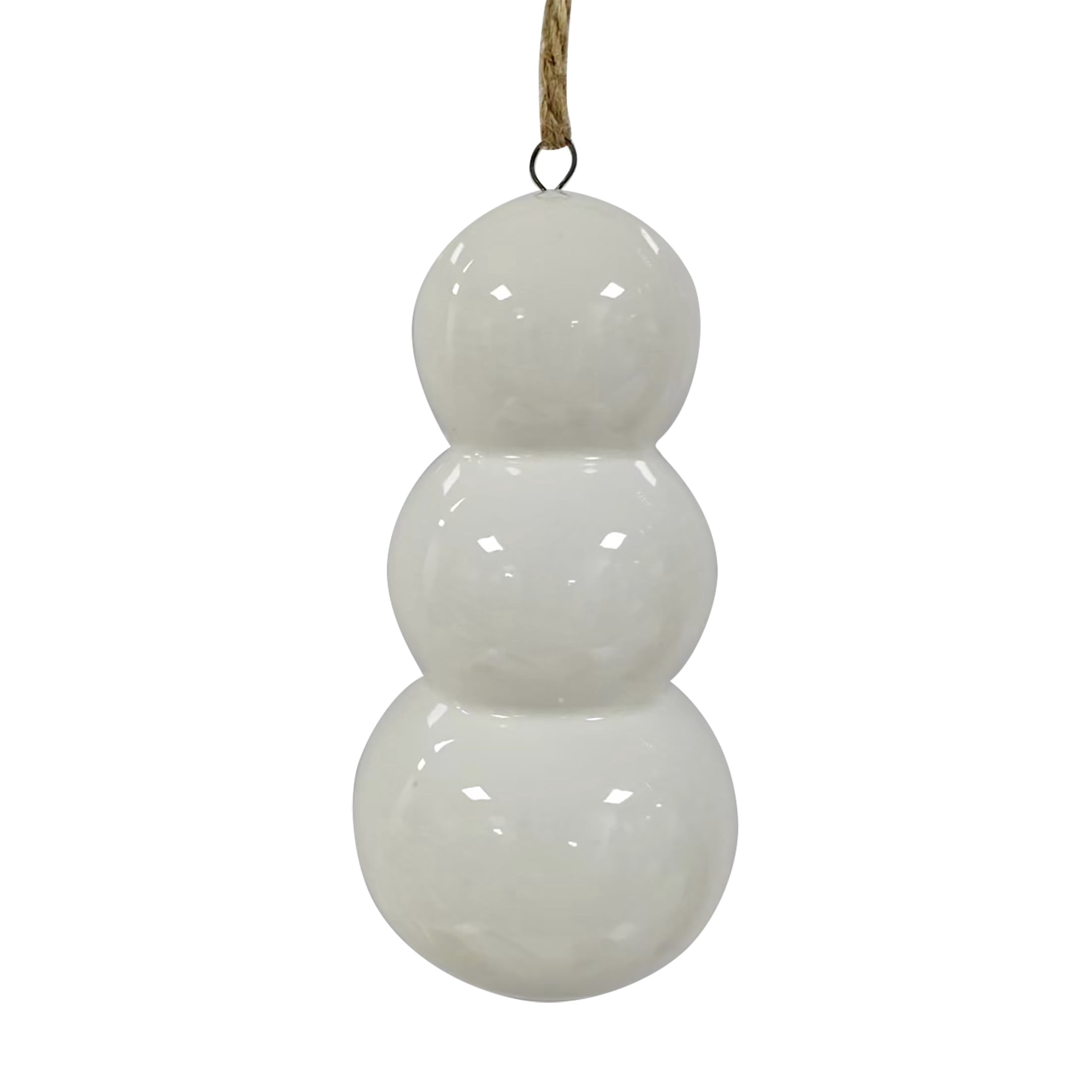 White and Gold Ceramic Snowman Christmas Ornament, 5", by Holiday Time