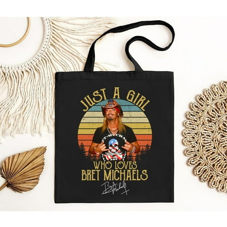 vintage Just A Girl Who Loves Bret Michaels Songwriter Classic Tote Bag M to -TH5982