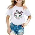thumbnail image 5 of Tees Shirts Baby Cute Graphic Round Neck Short Sleeve Tee Summer Casual T Shirt Baby Girls' Tops White 3 Years-4 Years, 5 of 6