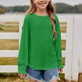 thumbnail image 2 of Likimi Toddler Kids Girls Tees Long Sleeve Solid Color Crewneck T-Shirt Loose Relaxed Soft Spring Fall Tops Size 6-8 Years Green, 2 of 8