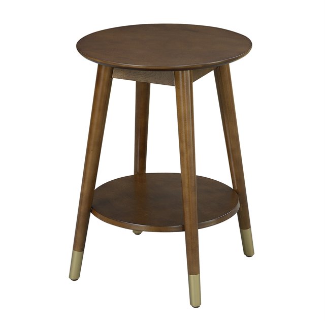 Mesa auxiliar redonda Wilson Mid Century con estante inferior(R6-260) Convenience Concepts R6-260