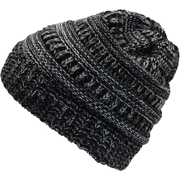 Ladies Knitted winter hat with hole for ponytail 