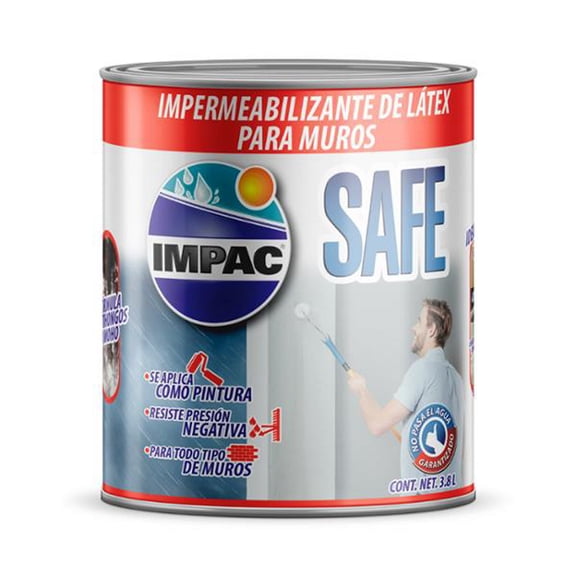 impermeabilizante de latex para muros impac safe 10 años blanco 3.8 l