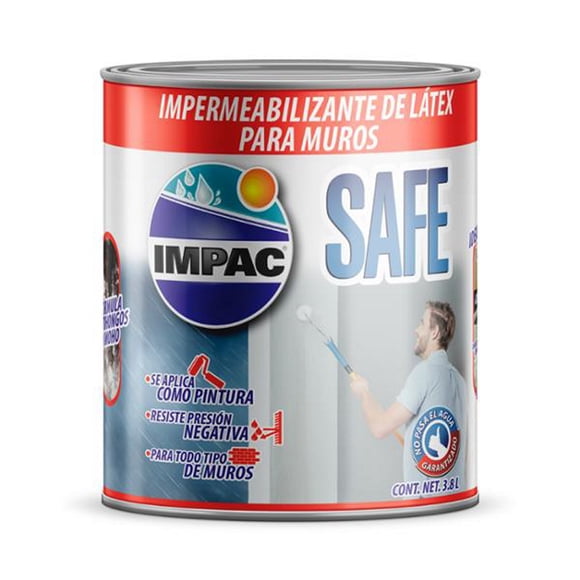 impermeabilizante de latex para muros impac safe 10 años blanco 3.8 l