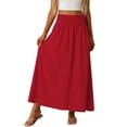 thumbnail image 5 of Aihuaihua Womens Boho Maxi Skirt Summer Eyelet Hollow Flowy Skirts High Waist Casual Skirt with Pockets A Line Pleated Vacation Skirts Red XXL, 5 of 6