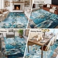 thumbnail image 6 of Blue Teal Spring Floral Large Area Rugs for Bedroom Living Room, Soft Non Slip Carpet Bedside Rug, Modern Botanical Oil Painting Art Rectangular Floor Cover Kitchen Accent Rug 5'x8' for Office, 6 of 9