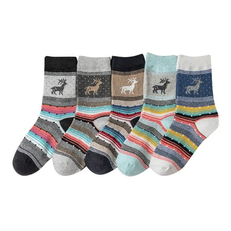 

ketyyh-chn99 Socks Silicone Thigh High 5 Pairs Womens Multicolor Fashion Warm Wool Cotton Thick Winter Boat Socks