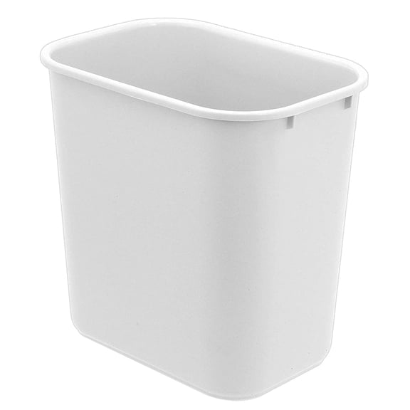 Wastebasket, Deskside Bin, 6.75 Gallon/ 27 Quart/ 24 Liter (Plastic) (White Color) (Set of 4)