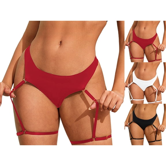 Women's Panties BWASD Seamless Thigh Garter Belts Slim Fit Thigh Strap Breathable Sweet Babydoll Sleepwear Briefs Underwear for Women Nightwear S-XL Red