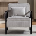 thumbnail image 5 of PAPROOS Accent Chair with Storage, Mid Century Corduroy Reading Chair with Pillow, Wood Frame Upholstered Armchair for Living Room Bedroom, Gray, 5 of 10