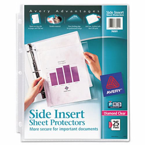 2PK Avery Secure SideLoad Clear Sheet Protectors, Letter, 25