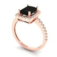 thumbnail image 2 of 1.86ct Emerald Cut Black Natural Onyx 18k Pink Rose Gold Engraving Statement Bridal Wedding Halo Designer Ring Size 4.5, 2 of 5