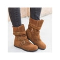 thumbnail image 4 of Tenmix Women's Fashion Booties Round Toe Buckle Flats Mid Calf Boot Shoes, 4 of 4