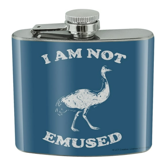 I Am Not Emused Emu Amused Funny Humor Stainless Steel 5oz Hip Drink Kidney Flask