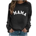 thumbnail image 2 of Htigea Crewneck Sweatshirts for Women Mama Graphic Pullover Casual Long Sleeve Thin Fleece Tops Fall Winter Clothes Black S, 2 of 5