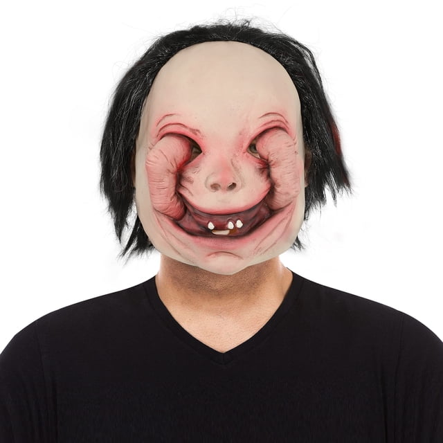 Máscara de terror con cara y dientes distorsionados, de resina, 32 cm, con una sonrisa espeluznante
