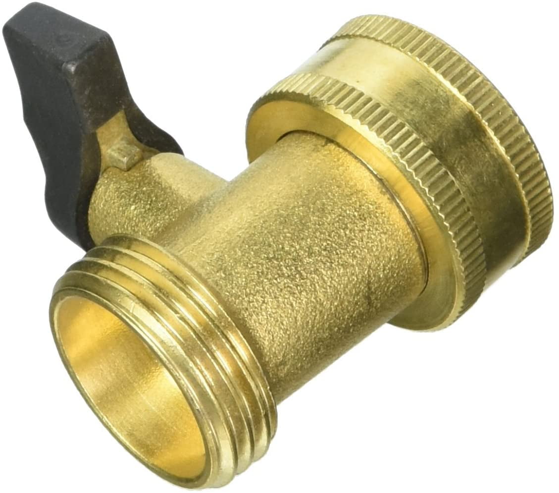 03V Heavy Duty Brass Garden Hose Connector with Shut Off Valve Single
