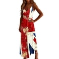 thumbnail image 5 of Lovzfmll Women's British Flag Print Round Neck Casual Dress Sleeveless Ankle Length with Spaghetti Strap for Vacation Loose Crew Neck Wine, 5XL, 5 of 8