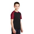 thumbnail image 4 of Sport Tek Teen Unisex Regular CamoHex Colorblock T-Shirt Black/Deep Red Small, 4 of 6
