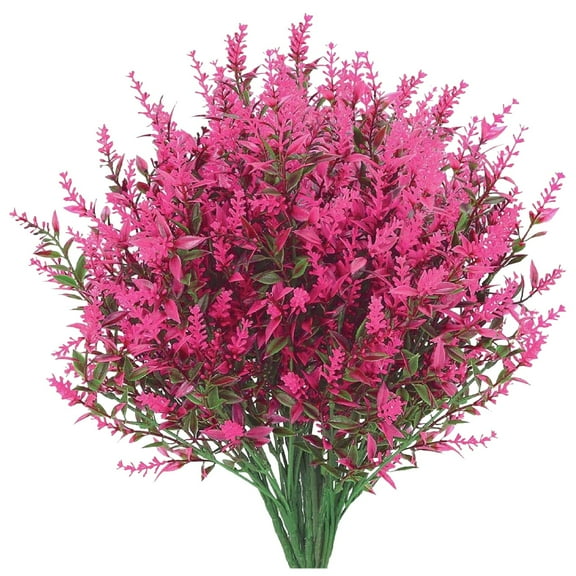 8 Bundles Artificial Lavender Flower - Outdoor, UV Resistant, Lifelike - for Garden and Porch Decoration