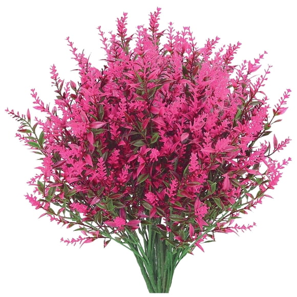 Ikeay 8 Bunches Of Artificial Lavender Flowers Outdoor Fake Flower Decoration Uv Protection No Fading Artificial Plastic Plant Garden Porch Window Frame Decoration Rose Red Clearance