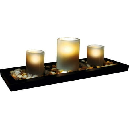 3-Piece Flameless Candle Set with Tray - Walmart.com