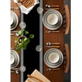 thumbnail image 2 of Black Geometric Table Runner Cotton Linen 108 Inch Holiday Dresser Scarves, Country Farm Traditional Chinese Tile Tablerunner for Kitchen Coffee Dining Bedroom Dinner Scarf Décor 13''x108'', 2 of 9