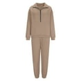 thumbnail image 3 of vigerkar Women's Sweatsuits 2 Piece Outfits Lounge Sets Long Sleeve Half Zip Pullover and Baggy Sweatpants with Pockets (Khaki, 4XL), 3 of 4