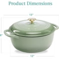 thumbnail image 7 of JIANYI 7.5 Quart Enamel Cast-Iron Round Dutch Oven, Family Style Heavy-Duty Pre-Seasoned Cookware for Home, Kitchen, Dining Room, Oven Safe w/Lid, Dual Handles - Sage Green, 7 of 7