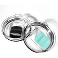 thumbnail image 1 of Magnetic Tumbler Lid, 2-Pack, Fits Yeti, Ozark Trail, Rtic Coffee Tumbler, Magnetic Slider Switch Spill Proof Tumbler Cover (Black & Seafoam), 1 of 5