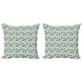 thumbnail image 1 of Garden Art Throw Pillow Cushion Cover Pack of 2, Geometric Shapes in Nature Tones with Blooming Blue Flax Flowers, Zippered Double-Side Digital Print, 4 Sizes, Ceil Blue Green, by Ambesonne, 1 of 2