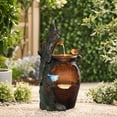 thumbnail image 2 of LuxenHome Rain Barrel with Tree and Birds 2.5-Feet Tall Outdoor Polyresin Fountains with Light, 2 of 9