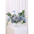thumbnail image 3 of Piklado Caja Combinada De Flores Artificiales, Juego De Flores Artificiales, Hojas Sueltas Y Tallos, Ramo De Centro De Boda, Novia, Boda, Baby Shower (Gris Blanco Azul), 3 of 5