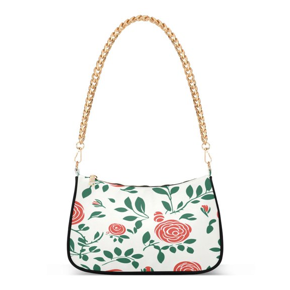 Ryvnso Peony Abstract Flowers Womens Chain Shoulder Bag Tote Handbags Clutch Hobo Purse with Zipper for Travel