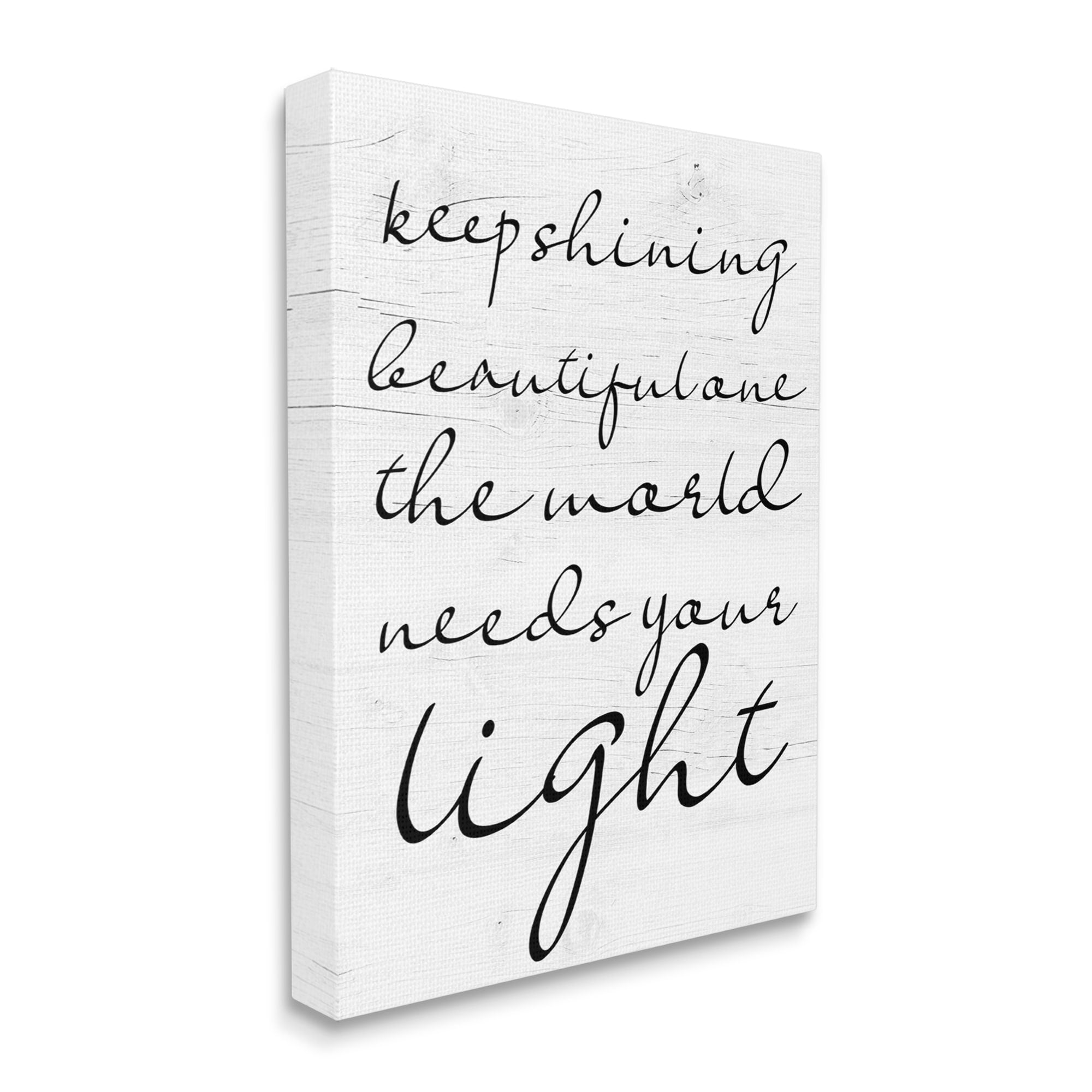 Stupell Keep Shining Beautiful One Phrase Inspirational Painting Gallery Wrapped Canvas Print Wall Art